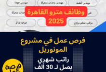 وظائف مترو القاهرة 2025 .. فرص عمل في مشروع المونوريل